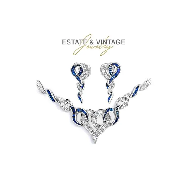 Estate 18K White Gold 10.87ctw Sapphire & Diamonds 16