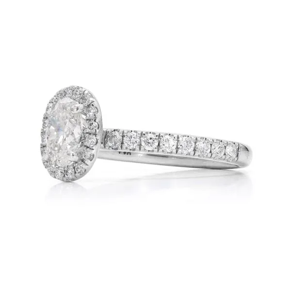 GIA Estate 14K White Gold 1.34ctw F/SI2 Oval Halo Diamond Engagement Ring Size 6.25 Image 2 Raleigh Diamond Fine Jewelry Raleigh, NC