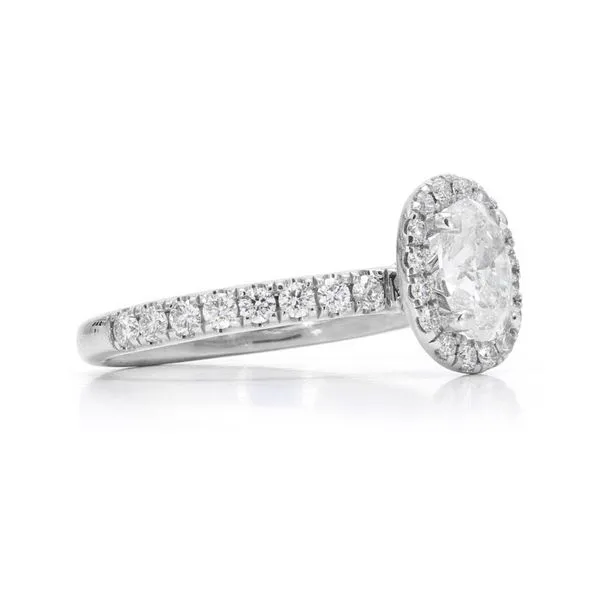GIA Estate 14K White Gold 1.34ctw F/SI2 Oval Halo Diamond Engagement Ring Size 6.25 Image 3 Raleigh Diamond Fine Jewelry Raleigh, NC