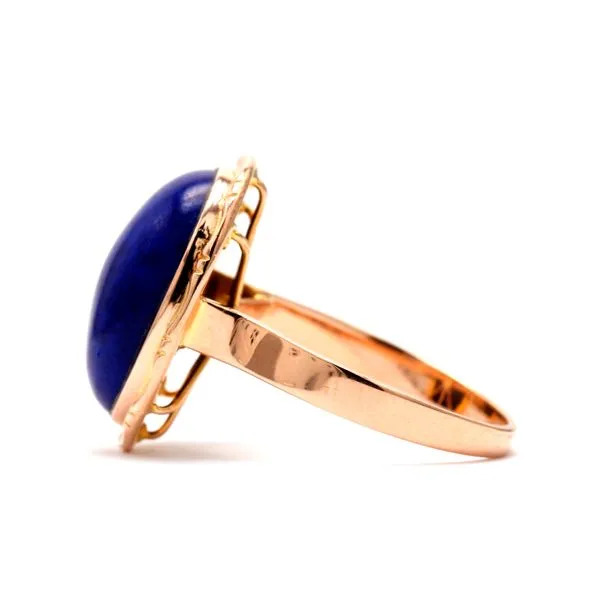 Estate 14K Rose Gold Lapis Colored Stone Fashion Ring Size 7 Image 2 Raleigh Diamond Fine Jewelry Raleigh, NC