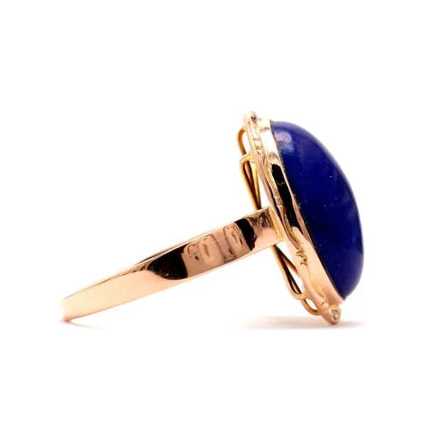 Estate 14K Rose Gold Lapis Colored Stone Fashion Ring Size 7 Image 3 Raleigh Diamond Fine Jewelry Raleigh, NC