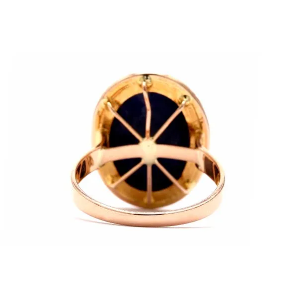 Estate 14K Rose Gold Lapis Colored Stone Fashion Ring Size 7 Image 4 Raleigh Diamond Fine Jewelry Raleigh, NC