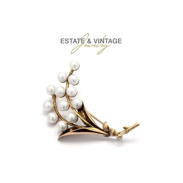 Estate 14K Yellow Gold Bouquet of Pearls Brooch Raleigh Diamond Fine Jewelry Raleigh, NC