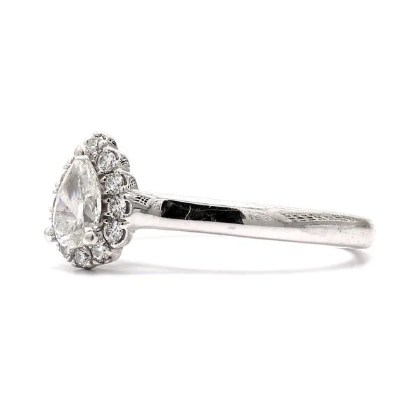 Estate 14K White Gold 0.82ctw Pear Halo Diamond Engagement Ring Size 7 Image 2 Raleigh Diamond Fine Jewelry Raleigh, NC