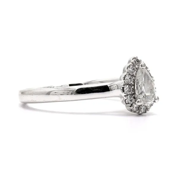 Estate 14K White Gold 0.82ctw Pear Halo Diamond Engagement Ring Size 7 Image 3 Raleigh Diamond Fine Jewelry Raleigh, NC