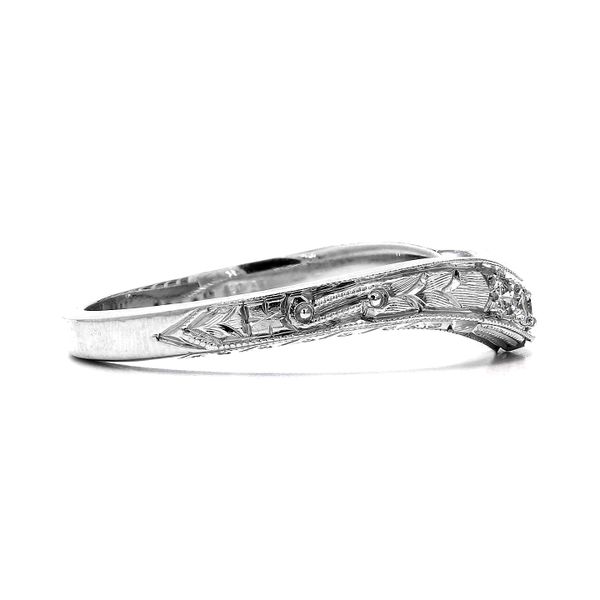Estate Platinum 0.10ctw Diamond Contour Wedding Band Size 5.5 Image 2 Raleigh Diamond Fine Jewelry Raleigh, NC