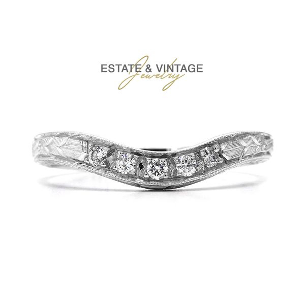 Estate Platinum 0.10ctw Diamond Contour Wedding Band Size 5.5 Raleigh Diamond Fine Jewelry Raleigh, NC