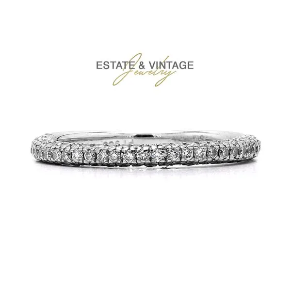 Estate Platinum 0.30ctw Diamond Engagement Ring Pave Band Size 5.25 Raleigh Diamond Fine Jewelry Raleigh, NC