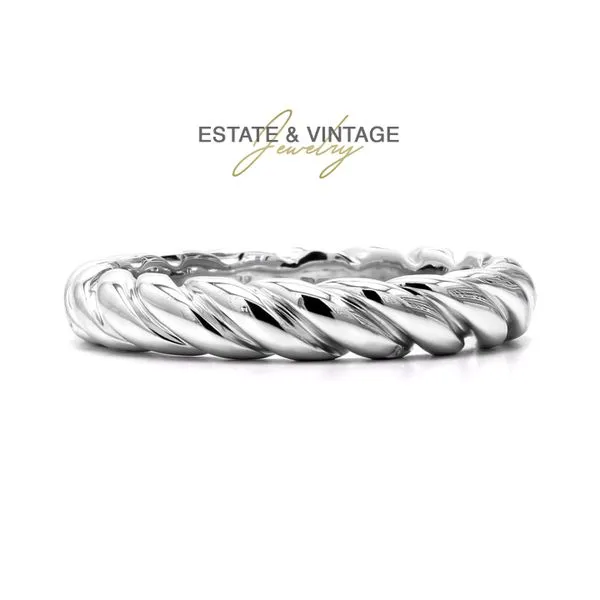 Estate 18K White Gold Twist Wedding Band Size 6.25 Raleigh Diamond Fine Jewelry Raleigh, NC