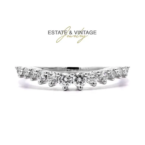 Estate 14K White Gold 0.18ctw Curved Diamond Wedding Band Raleigh Diamond Fine Jewelry Raleigh, NC