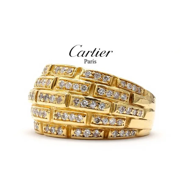 Estate Cartier 18K Yellow Gold 80's Maillon Panthere Gold Diamond Fashion Ring Size 6 Image 2 Raleigh Diamond Fine Jewelry Raleigh, NC