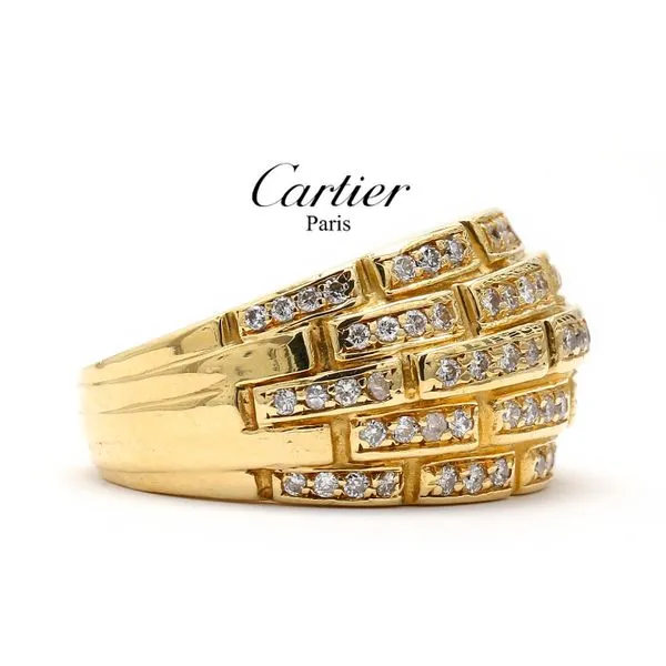 Estate Cartier 18K Yellow Gold 80's Maillon Panthere Gold Diamond Fashion Ring Size 6 Image 3 Raleigh Diamond Fine Jewelry Raleigh, NC