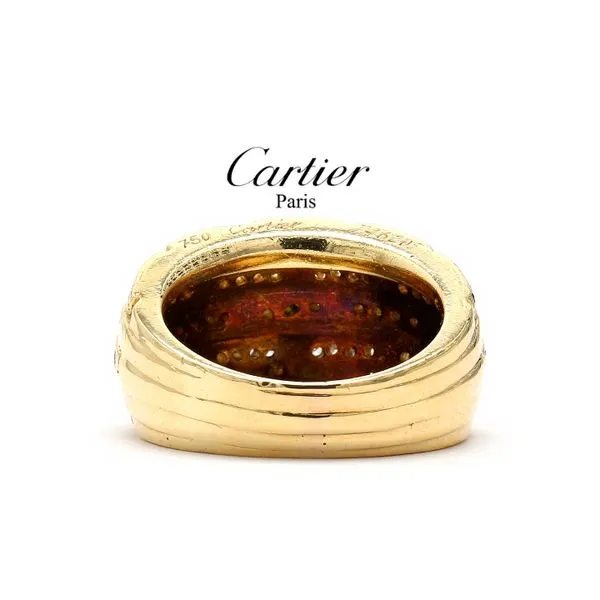 Estate Cartier 18K Yellow Gold 80's Maillon Panthere Gold Diamond Fashion Ring Size 6 Image 4 Raleigh Diamond Fine Jewelry Raleigh, NC