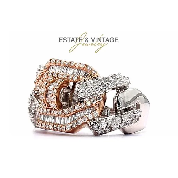 Estate 10K Rose Gold & Sterling Silver 1.49ctw J-K/I2 Various Shapes Diamonds Men's Fashion Ring Size 9.75 Image 2 Raleigh Diamond Fine Jewelry Raleigh, NC