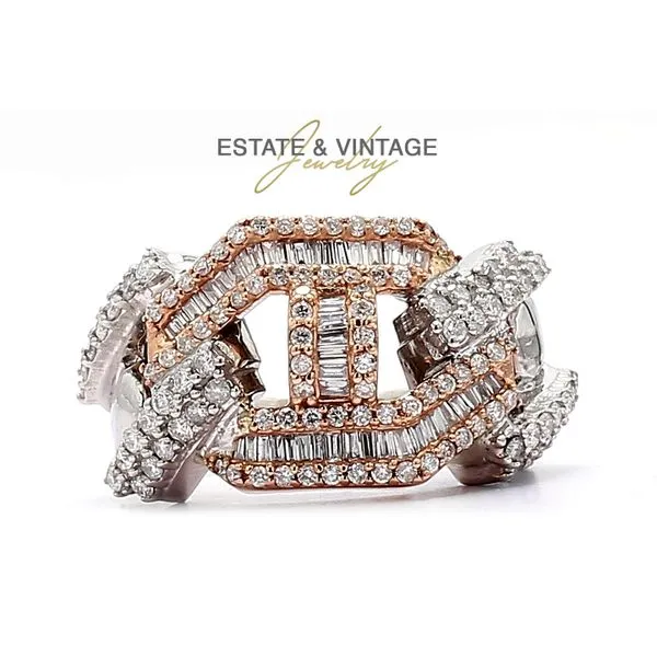 Estate 10K Rose Gold & Sterling Silver 1.49ctw J-K/I2 Various Shapes Diamonds Men's Fashion Ring Size 9.75 Raleigh Diamond Fine Jewelry Raleigh, NC
