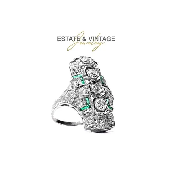Estate Platinum 1.50ctw Diamond Panel Fashion Ring Size 6.5 Image 2 Raleigh Diamond Fine Jewelry Raleigh, NC