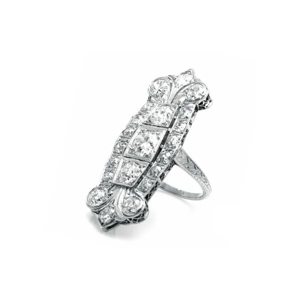 Estate Platinum 3.00ctw Vintage Diamond Panel Fashion Ring Size: 4.75 Image 2 Raleigh Diamond Fine Jewelry Raleigh, NC