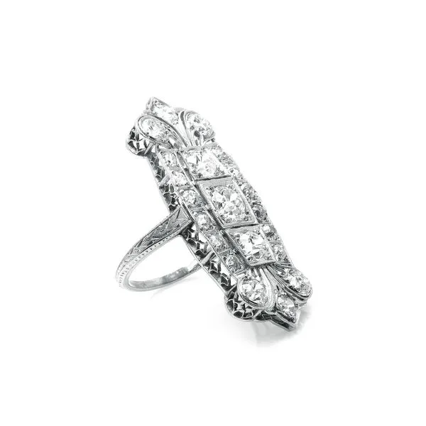 Estate Platinum 3.00ctw Vintage Diamond Panel Fashion Ring Size: 4.75 Image 3 Raleigh Diamond Fine Jewelry Raleigh, NC