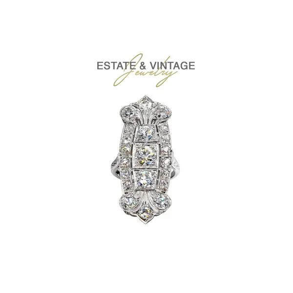 Estate Platinum 3.00ctw Vintage Diamond Panel Fashion Ring Size: 4.75 Raleigh Diamond Fine Jewelry Raleigh, NC