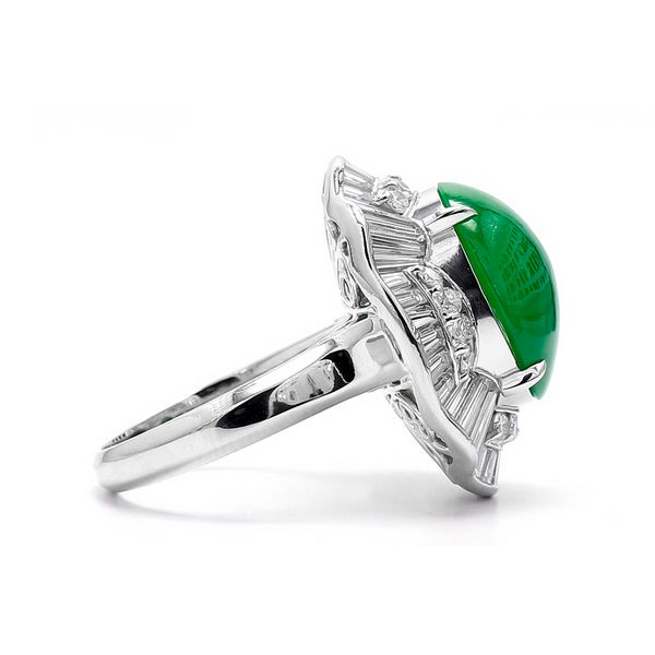 Estate Platinum 2.25ctw Jade 6+ cts Green Oval Halo Diamonds Colored Stone Fashion Ring Size 6 Image 2 Raleigh Diamond Fine Jewelry Raleigh, NC