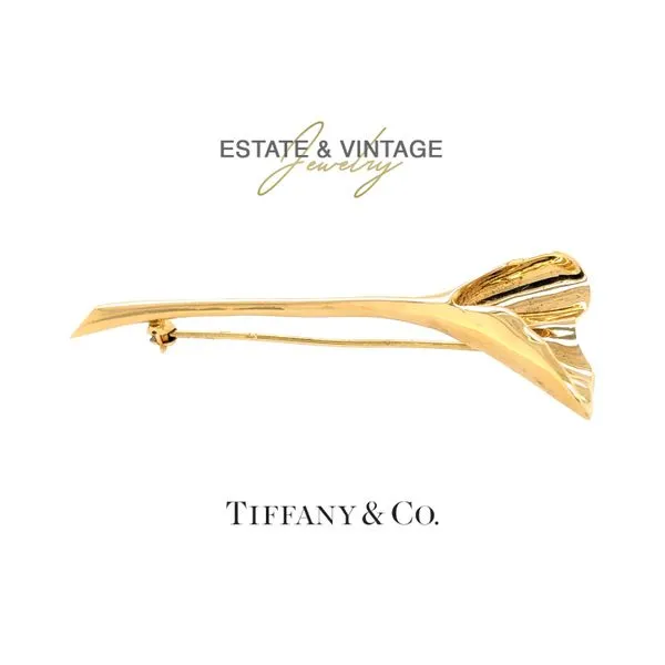 Estate Tiffany & Co. 18K Yellow Gold Fluted Flower Pin Brooch Raleigh Diamond Fine Jewelry Raleigh, NC