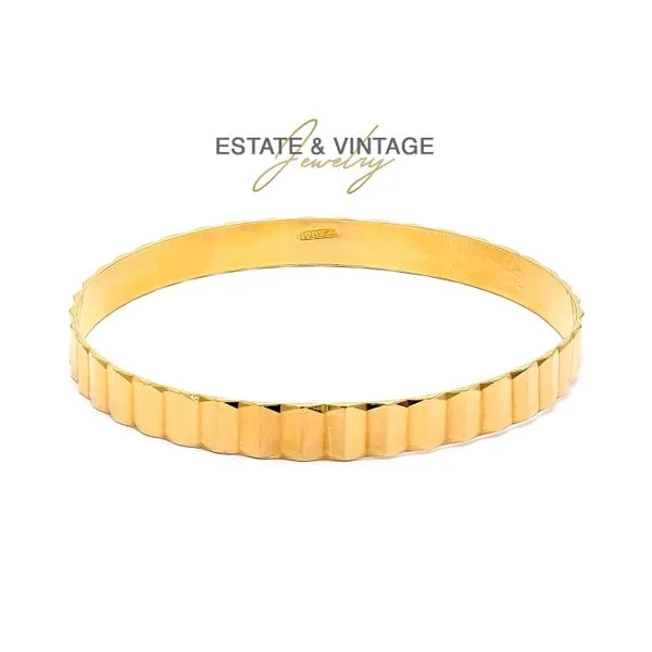 Estate 22K Yellow Gold Geometric Gold Bracelet Bangle Raleigh Diamond Fine Jewelry Raleigh, NC