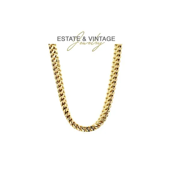 Estate 10K Yellow Gold Fancy Four Sided Wheat Style 24