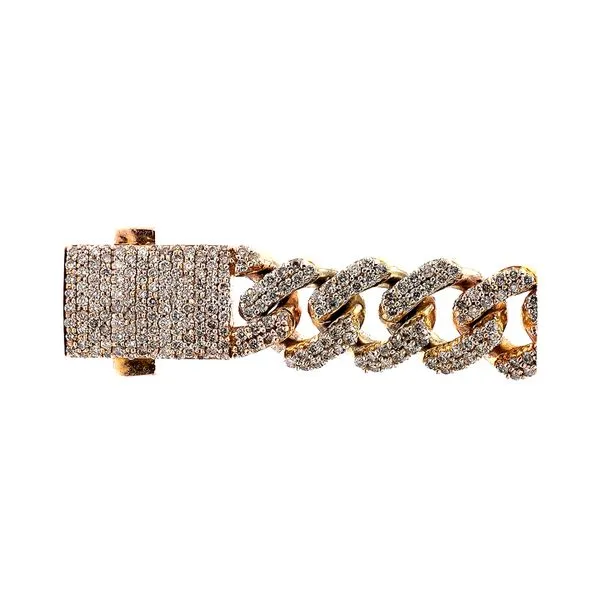 Estate 10K Rose & Yellow Gold 9.80ctw H-I-J/SI3-I1 Diamond Curb Bracelet Image 2 Raleigh Diamond Fine Jewelry Raleigh, NC