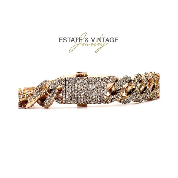 Estate 10K Rose & Yellow Gold 9.80ctw H-I-J/SI3-I1 Diamond Curb Bracelet Raleigh Diamond Fine Jewelry Raleigh, NC
