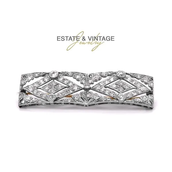 Estate 18K White Gold 2.00ctw Art Deco Pin with Diamonds Brooch Raleigh Diamond Fine Jewelry Raleigh, NC