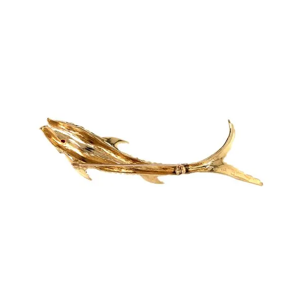 Estate 14K Yellow Gold Koi Fish with Rubies Brooch in Image 3 Raleigh Diamond Fine Jewelry Raleigh, NC