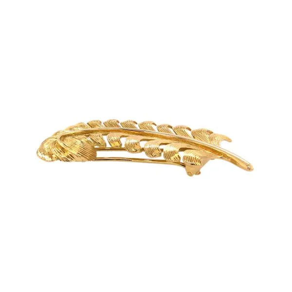 Estate 14K Yellow Gold Large Swirl Leaf Brooch Pin Image 2 Raleigh Diamond Fine Jewelry Raleigh, NC