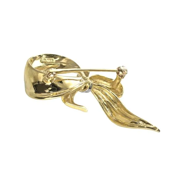 Estate 14K Yellow Gold  0.05ctw Bow/Ribbon Brooch Pin with Diamonds Image 3 Raleigh Diamond Fine Jewelry Raleigh, NC