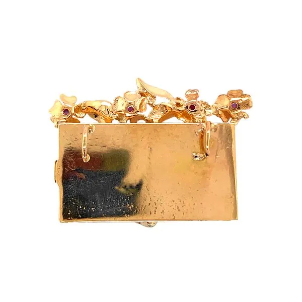 Estate 14K Two-Tone  Open Book Flowers Locket with Rubies & Diamonds Image 5 Raleigh Diamond Fine Jewelry Raleigh, NC