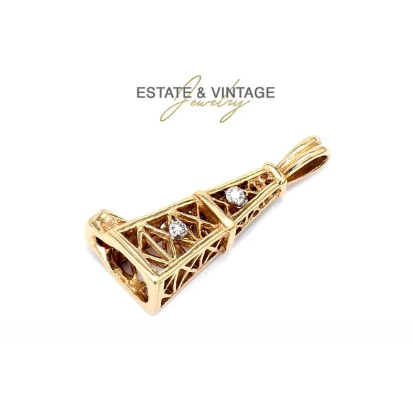 Estate 14K Yellow Gold Oil Rig Tower Charm Pendant Raleigh Diamond Fine Jewelry Raleigh, NC