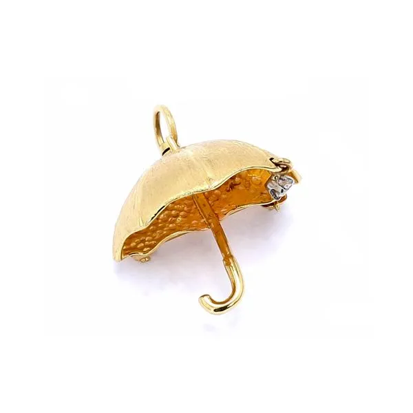 Estate 14K Yellow Gold Diamond Totoro Umbrella Charm Pendant Image 2 Raleigh Diamond Fine Jewelry Raleigh, NC