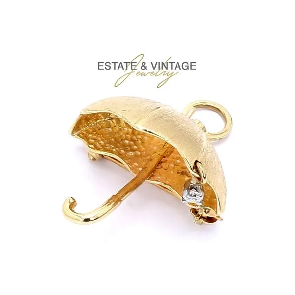 Estate 14K Yellow Gold Diamond Totoro Umbrella Charm Pendant Raleigh Diamond Fine Jewelry Raleigh, NC
