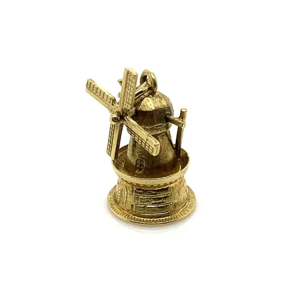 Estate 14K Yellow Gold Articulated Windmill Charm Pendant Image 2 Raleigh Diamond Fine Jewelry Raleigh, NC