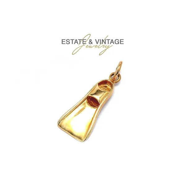 Estate 14K Yellow Gold Scuba Flipper Charm Pendant Raleigh Diamond Fine Jewelry Raleigh, NC