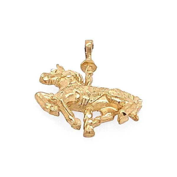 Estate 14K Yellow Gold Carousel Horse Charm Pendant Image 3 Raleigh Diamond Fine Jewelry Raleigh, NC