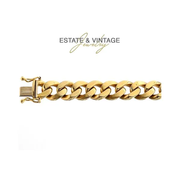 Estate 18K Yellow Gold 9.3mm Cuban Link 8