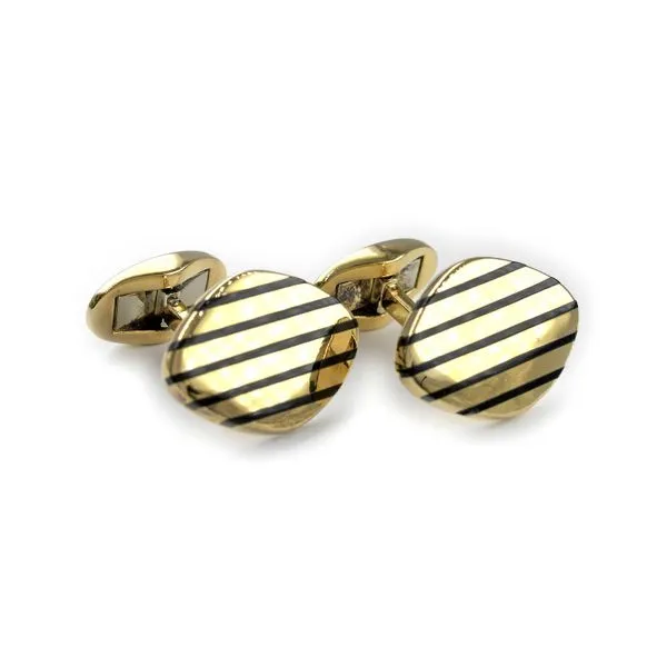 Estate Tiffany & Co. 18K Yellow Gold Striped Cufflinks Image 3 Raleigh Diamond Fine Jewelry Raleigh, NC