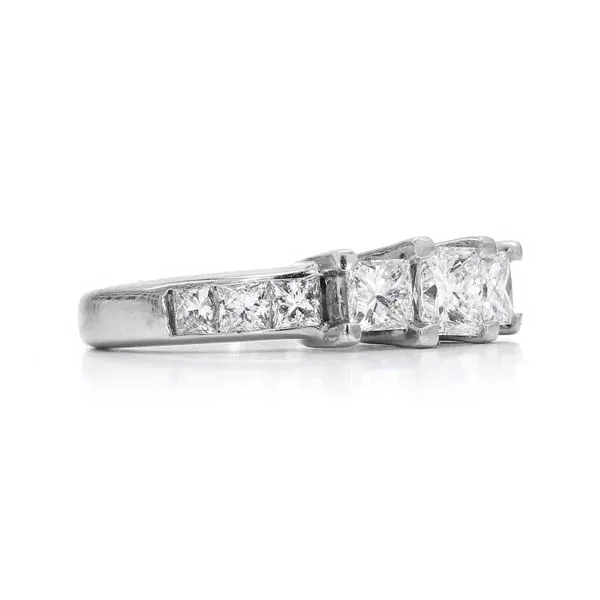 Estate The Leo 18K Platinum 1.52ctw F-G/VS1-VS2 3-Stone Princess Cut Diamond Size 5.5 Image 3 Raleigh Diamond Fine Jewelry Raleigh, NC