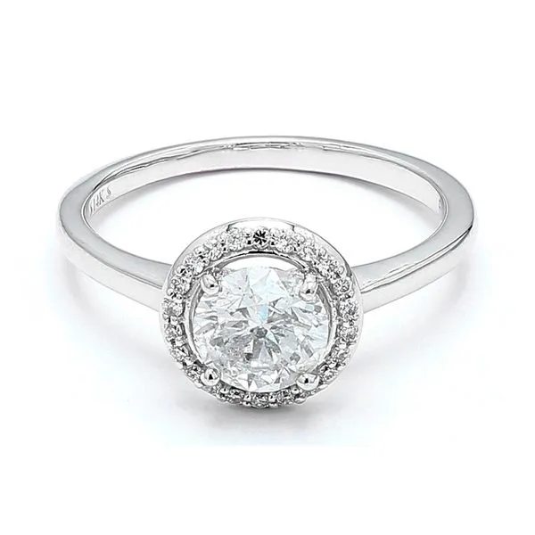14K White Gold 1.10ctw E/I2 Halo Diamond Engagement Ring Size 7 Raleigh Diamond Fine Jewelry Raleigh, NC