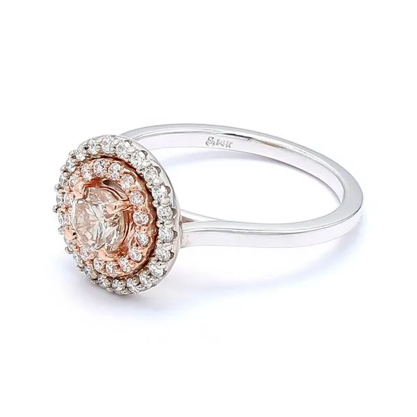 14K Champagne & White Gold 0.96cttw Double Halo Diamond Engagement Ring Image 2 Raleigh Diamond Fine Jewelry Raleigh, NC
