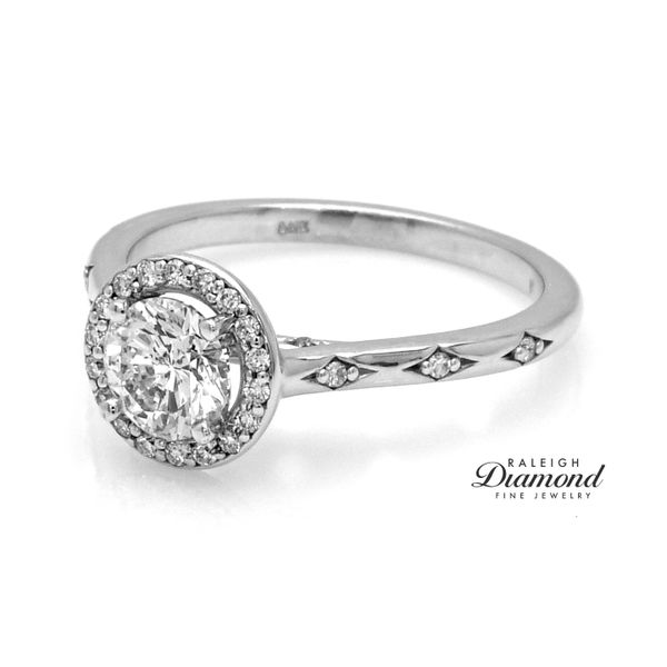 14K White Gold 0.85ctw Halo Diamond Engagement Ring Image 2 Raleigh Diamond Fine Jewelry Raleigh, NC