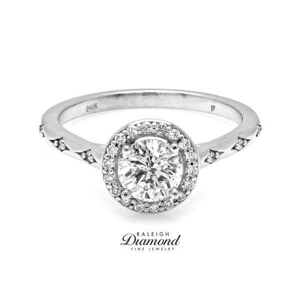 14K White Gold 0.85ctw Halo Diamond Engagement Ring Raleigh Diamond Fine Jewelry Raleigh, NC