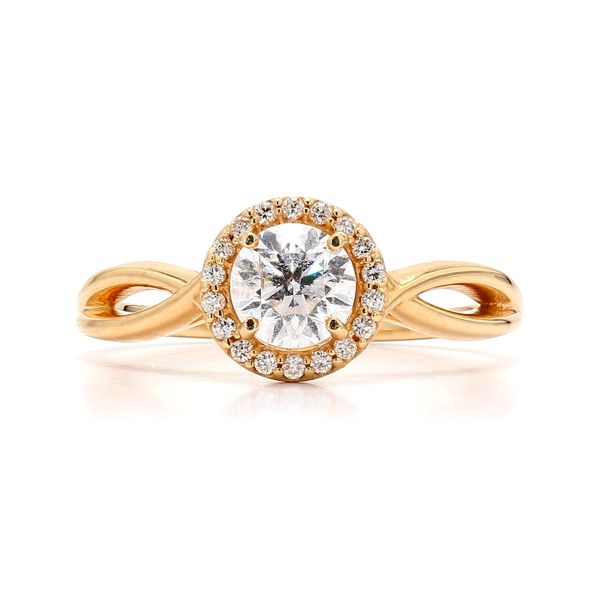 14K Yellow Gold 0.78ctw H-I/SI2 Halo Diamond Engagement Ring Raleigh Diamond Fine Jewelry Raleigh, NC