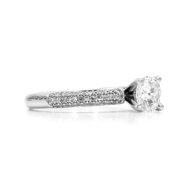 14K White Gold 0.85ctw G-H/SI1 Pave Shank Diamond Image 3 Raleigh Diamond Fine Jewelry Raleigh, NC