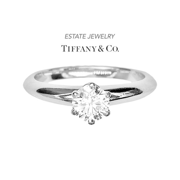 Estate Tiffany & Co. Platinum 0.57ctw G/VS1 Solitaire Diamond Size 6 Raleigh Diamond Fine Jewelry Raleigh, NC